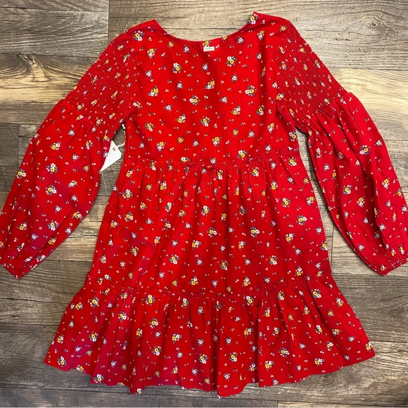 Billabong x Wrangler Falling for You Floral V-Neck Red Long Sleeve Mini Dress - Picture 8 of 16